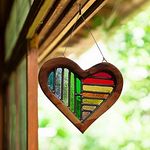 Wooden Painted Love Ornaments Home Decor Wall Decoration Ornaments，Wood Tags Love Heart Hanging Decoration, Heart Art Decor for Wall Living Room Office，Best Gift for Family Friend (27cm27cm1cm, C)