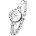 JewelryWe Womens Bracelet Watch Silver Tone Stainless Steel Round Dial Bracelet Bangle Watch for Women Girls