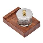 BetterUS Wood Desktop Pen Holder with Ink Bottle Container Calligraphy Dip Pen Holder