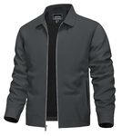 TACVASEN Men's Windproof Jacket Lightweight Zipper Bomber Varsity Jacket Dark Gray, L