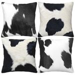 LOHDALOLF Cowhide Print Cushion Covers 45x45 cm Set of 4 Animal Print Cushion Cases Black and White Decorative Pillow Covers for Couch Sofa