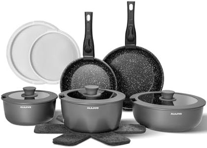 Non Stick Pots and Pans Set 17 Piece, Induction Hob Pan Set, Nonstick Removable Handle Kitchen Cookware Sets, Pot Set, Frying Pans Sets, Saucepan Sets with Lids