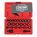 Sunex 1818, 1/4 Inch Drive Master Magnetic Socket Set, 23-Piece, SAE/Metric, 3/16" - 1/2", 5mm-15mm, Cr-Mo Steel, Heavy Duty Storage Case, Includes Universal Joint & 2” Extension