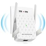 WiFi Extender Booster,1200Mbps WiFi Booster, WiFi Extender 5GHz & 2.4GHz Dual Band WiFi Repeater - with Ethernet Port, 4 Antennas, Quick Setup, Home Wireless Signal Booster