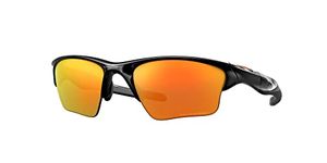 Oakley Men's OO9154 Half Jacket 2.0 XL Rectangular Sunglasses, Polished Black/Fire Iridium Polarized, 62 mm