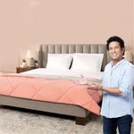 Livpure Smart All Weather Microfiber Reversible | Super Soft | Hypo-Allergic | Lightweight 200 GSM Comforter, Double Size Duvet Quilt (90" x 100", Dual Color - Warm Pink & Cloudy Grey)| TC - 100