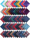 72 Pcs Pocket Squares for Men Pocket Assorted Colors Squares Handkerchiefs Set 9.06 x 9.06 Inch Handkerchiefs for Men Silk Pocket Square for Men Wedding Business Banquet Suit Accessories, Multi Styles