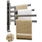 Swivel Towel Rack Wall Mounted Rotating Towel Bar for Bathroom, Swing Arm Washcloth Stainless Steel Rod Drying Clothes Holder Space Saving Storage Organizer