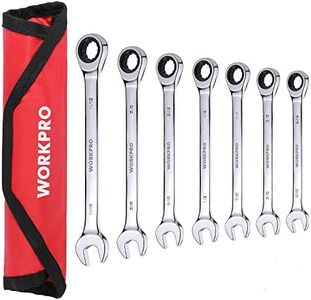 WORKPRO 7-Piece Ratcheting Combination Wrench Set, 72 Teeth, Combo Ratchet Wrenches Set with Roll Up Pouch, SAE 5/16"-11/16"
