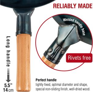 YOSUKATA 34cm Blue Carbon Steel Wok – Stir Fry Pan