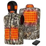 TIDEWE Men's Heated Vest with Retractable Heated Hood and Battery Pack, Lightweight Vest for Hunting/Hiking (Next Camo G2, Size L)