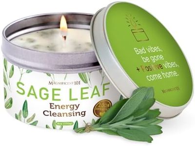MAGNIFICENT101 - Candela in cera di soia naturale per la pulizia della casa, elimina l'energia negativa I purificazione e guarigione dei chakra, in barattolo di latta per aromaterapia 6 oz Sage Leaf