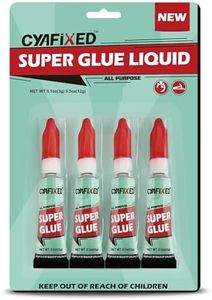 CYAFIXED Super Glue Liquid, All-Purpose Superglue, Cyanoacrylate Instant Adhesive for Plastic, Wood, Metal, Repair - Four 3 Gram Tubes, Clear