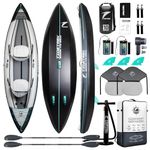 TIDETREK Inflatable Touring Kayak 1-Person & 2-Person with Waterproof Seat & Full Accessory Kit, Lightweight Recreational Kayak for Lake, River & Fishing (Storm Edge, 2-Person(Tandem))