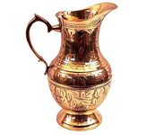 Dsh Crafting Your Curiosity Brass Jug/Pitcher Designer Embossed Design Mughal Style For Serving Drinking Water, Home Decor Drinkware & Tableware Gold - 1060 Ml