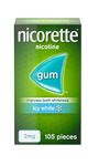 Nicorette Icy White 2mg Gum (105 Pieces), Fast-Acting Nicotine Gum to help curb cravings and Whiten Teeth, Discreet Stop Smoking Aid for Quitting Cigarettes, Chewing Gum