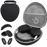 Hard Case for AirPods Max Supports Sleep Mode, Travel Carrying Headphone Case with AirPods Max Silicone Earpad Cover/Ear Cups Cover/Headband Cover, AirPods Max Protective Portable Storage Bag (Black)