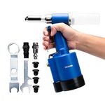 TOJIZEN Pneumatic Pop Rivet Gun Kit, Air Riveter Tool Set with Collector for 3/32, 1/8, 5/32, 3/16 Inch Aluminum/Iron/Stainless Steel Rivets