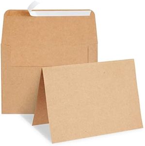 50 Pack Blank A7 Kraft Paper Cards and Envelopes, All Occasion 5x7 Note Cards for Invitations, Open When Letters