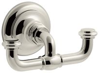 Kohler 72572-SN Artifacts Double Robe Hook, Vibrant Polished Nickel