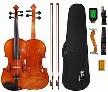 FINO 4/4 Violin Full Size Kit for Beginners, Fiddle Set for Adults Students with 2 Redwood Bows, Extra Strings, Rosin, Tuner, Fingerboard Sticker, Shoulder Rest, Case (Solid, Full)