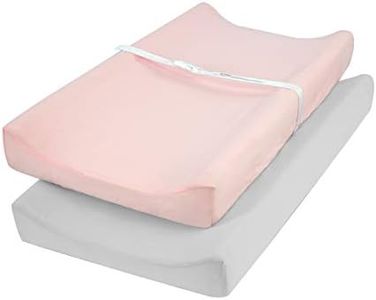 TILLYOU Changing Pad Cover Set in Soft Jersey Material Diaper Changing Table Sheets - Fits 32"/34''x16 Contoured Pad for Babies,Peachy Pink & Lt Gray