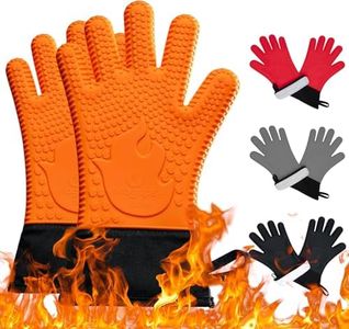 Ekogrips Premium BBQ Oven Gloves | Best Versatile Heat Resistant Grill Gloves | Insulated Silicone Oven Mitts for Grilling | Waterproof | Forearm Protection | Orange, L/XL