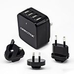 USB Charger ENNOTEK 4-Port USB Plug Universal Wall Charger (6.8 Amp) with UK/EU/US/AUS Plugs - Compatible with iPhone, iPad, Android, Tablets and More