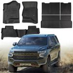 for Chevy Tahoe Floor Mats 2015 2016 2017 2018 2019 2020,for GMC Yukon Cargo Liners 2015-2020(Not for XL),Floor Mats for Chevy Tahoe All Weather Trunk Mats Rear Backrest Mats Accessories (6PCS)