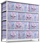 Sorbus Dresser with 8 Drawers - Furniture Storage Chest for Kid’s, Teens, Bedroom, Nursery, Playroom, Clothes, Toys - Steel Frame, Wood Top, Fabric Bins (Tie-dye Purple)