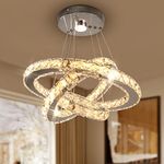 LED K9 Modern Crystal Chandeliers LED Chandelier Pendant Lights Rings Ceiling Light (Warm, 20-30-40)