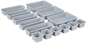 Amazon Brand - Solimo Kitchen Drawer Organiser, Set of 14, Grey(Plastic)