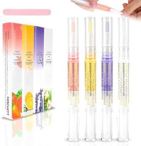 Cuticle Oil Pens with Nail File for Nail Care, 4PCS Nail Pen Oil with Natural Ingredients, Fingernails and Toenails Oil Cuticle for Repairing Cracked(Mix Flavors)