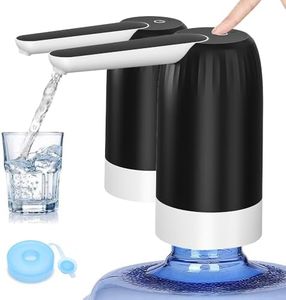Myvision 2 Pack 5 Gallon Jug Portable Water Dispenser, Water Bottle Pump 5 Gallon Water Dispenser, USB Charging Electric Drinking Portable Water Dispenser, 2-5 Gallon Water Bottle Switch-Black