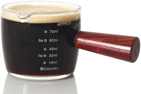 BCnmviku 1 Pack Espresso Shot Glass 75ML Triple Pitcher Barista Single Spouts With Wood Handle