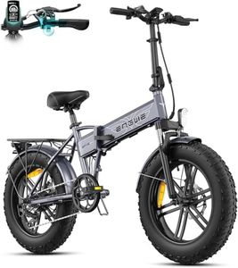 ENGWE EP-2 BOOST Folding E-Bike,20‘×4.0’ Fat Tire 7-Speed Electric Bicycle 48V 13Ah Removable Battery, 50-120 km Range Electric Bike (Grey)