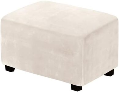 H.VERSAILTEX Ottoman Covers Slipcover Rectangle Real Velvet Plush 1 Piece Form Fit Stretch Folding Storage Covers Ottoman Slipcovers Removable Footrest Covers Elastic Bottom Washable(X-Large, Ivory)
