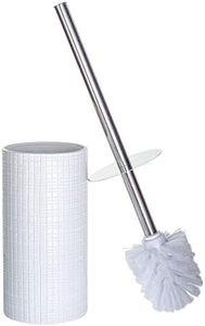 Creative Scents White Toilet Brush Set - Decorative Bathroom Toilet Bowl Brush and Holder - Ventilated Toilet Cleaner Brush with Strong Bristles Rust Proof for Elegant Bathroom Accessories (Estella)