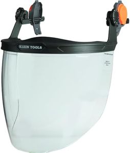 Klein Tools 60472 Clear Face Shield for Safety Helmet and Cap-Style Hard Hats, Impact Rated, Anti-Fog, Full Face, Low-Profile Design for Grinding