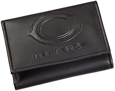Team Sports America NFL Chicago Bears Black Wallet | Tri-Fold | Officially Licensed Stamped Logo | Made of Leather | Money and Card Organizer | Gift Box Included