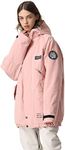 Women and Men's Ski Jacket Couples Winter Waterproof Windproof Hooded Snowboarding Warm Snow Coat, Pink, X-Large