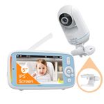 Upgraded Baby Monitor, BOIFUN 5'' Display, 360° Video Baby Monitor Camera, IPS 720p Wireless (Moniteur Bébé ), VOX Sound Detection, Battery, Night Vision, Lullabies, Temperature Detection,For Bebe