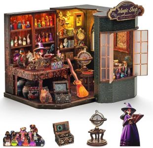 Book Nook Kit, DIY Miniature Booknook Diorama for Adults, 3D Wooden Bookshelf Insert Model with LED Lights, Flower Shop Decor Craft, Halloween, Birthday