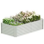 FRIZIONE 6FT(L)×3FT(W)×2FT(H) Galvanized Raised Garden Bed Outdoor for Flower, Garden Planter Box for Vegetable, Metal Raised Garden Beds for Herb, Succulent, White