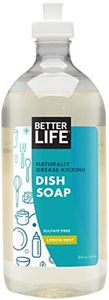 Better Life Sulfate Free Dish Soap, Tough on Grease & Gentle on Hands, Lemon Mint, 22 Ounces, 2406K