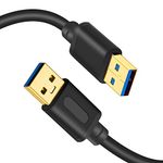 USB 3.0 A to A Male Cable 20Ft, Tan QY USB to USB Cable,USB Male to Male Cable Double End USB Cord with Gold-Plated Connector for Hard Drive Enclosures, DVD Player, Laptop Cooler (20Ft)