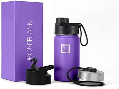 IRON °FLASK Sports Water Bottle - 14 Oz 3 Lids (Wide Spout Lid), Leak Proof - Stainless Steel Gym & Sport Bottles for Men, Women & Kids - Double Walled, Insulated Thermos, Metal Canteen