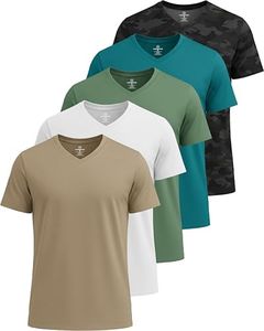 Real Essentials Athletic V Neck Tshirt Shirts T-Shirts Men Quick Dry Fit Tops Dri Fit Short Sleeve Active Wear Training Exercise Fitness Workout Shirt Tee Tees Gym Sports Top, Set 13, 3XL, Pack of 5