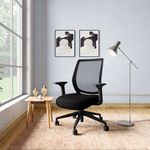 Interio by Godrej Curv Premium Mesh Wide Back Ergonomic Chair for Work from Home/Study | 1 Year Warranty | Height Adjustable Chair | Heavy Duty PP Base | DIY Installation (Black)