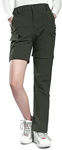 Hiauspor Hiking Pants Women Convertible Lightweight Zip Off Pants Quick Dry Outdoor Stretch Pants UPF 50+ (Army Green, X-Small)